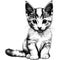 A Portrait drawing of a kitten in a minimalist style. Ai-generated.