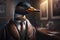 Portrait of a Duck Dressed in a Formal Business Suit at The Office