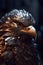 Portrait of an eagle made of Metal with intricate details. Cinematic light.