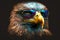 portrait of eagle with sunglasses on a dark background