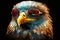 portrait of eagle with sunglasses on a dark background