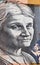 Portrait of Edith Cowan - Australian 50 dollar bill closeup.