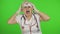 Portrait of elderly caucasian female doctor. Crazy and funny nurse