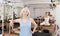 Portrait of an elderly positive woman in pilates studio