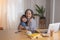 Portrait of an elderly woman and granddaughter hugging each other to show affection and family activities