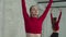 Portrait of elegant ballet dancer rehearsing in studio