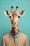 Portrait of an elegant giraffe in suit made with Generative AI