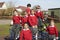 Portrait Of Elementary School Pupils On Climbing Equipment