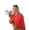 Portrait of emotional woman using megaphone