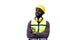 Portrait engineer worker black african standing smile haft body looking high against white