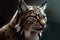 Portrait of Eurasian lynx (Lynx lynx) on a dark background. AI generated.
