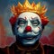 Portrait of the Evil Clown King. A concept on the theme of crazy terania and unlimited power