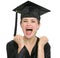 Portrait of excited graduation student woman