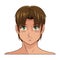 Portrait face manga anime boy brown hair green eyes