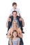 Portrait Of Family With Son On Father\'s Shoulder