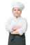 Portrait of fat boy chef with cook hat and apron