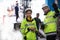 Portrait of female Engineer standing with confident against machine environment in factory, Engineers operating a machine in