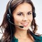 Portrait of female phone operator in headset