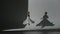 Portrait of female on white background in studio under spotlight. Beautiful ballerina in white tulle demonstrating