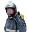 Portrait of a firefighter in breathing apparatus