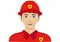 Portrait of a fireman clipart vector on white background