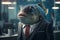 Portrait of a Fish Dressed in a Formal Business Suit at The Office