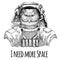 Portrait of fluffy persian cat Astronaut. Space suit. Hand drawn image of lion for tattoo, t-shirt, emblem, badge, logo