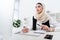 portrait of focused arabic businesswoman