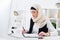 portrait of focused muslim businesswoman