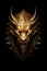 Portrait of a formidable fantasy dragon on a black background. Generative AI