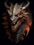 Portrait of a formidable fantasy dragon on a black background. Generative AI