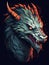 Portrait of a formidable fantasy dragon on a black background. Generative AI