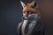 Portrait of a Fox Dressed in a Formal Business Suit, The Elegant Boss Fox, created with generative AI