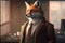 Portrait of a Fox Dressed in a Formal Business Suit at The Office