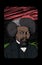 Portrait of Frederick Douglass Over Black National Flag