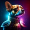 Portrait of a French Bulldog in a medieval armor. Vector illustration. generative AI