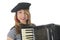 Portrait French girl with accordion