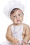 Portrait of funny adorable baby boy chef