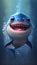 Portrait of funny adorable baby shark with big smile