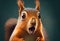 Portrait of a funny very surprised squirrel. AI generated