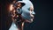 Portrait of futuristic female humanoid robot on black background. Futuristic technology concept. Caracter of video games
