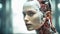 Portrait of futuristic female humanoid robot. Futuristic technology concept. Caracter of video games