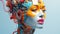 Portrait of futuristic female humanoid robot. Futuristic technology concept. Caracter of video games