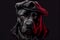 Portrait of a gangster dog in stylish clothes. AI generated
