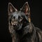 portrait of a german shepherd dog on a black background