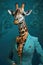 Portrait of giraffe in human clothing. Antropomorphic animal. Generative AI