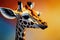 Portrait of a giraffe. Safari, colorful magic giraffe, cartoon style painting. Generative ai art illustration