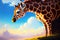 Portrait of a giraffe. Safari, colorful magic giraffe, cartoon style painting. Generative ai art illustration