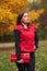 Portrait of girl in autumn park