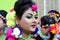 Portrait of a girl dressed to celebrate the famous holi in kolkata, india